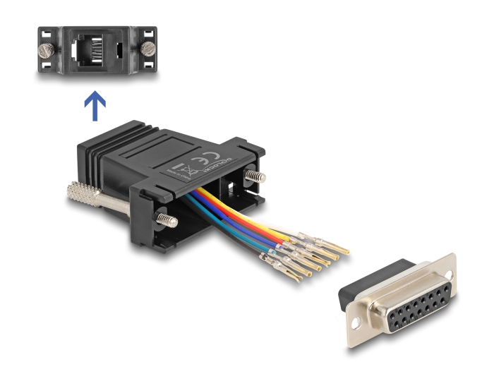 [67087] Delock D-Sub 15 pin female to RJ12 female Assembly Kit black