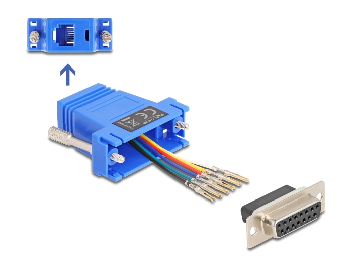 [67090] Üleminek D-Sub 15pin (F) - RJ12 (F) ühendamiskomplekt, sinine