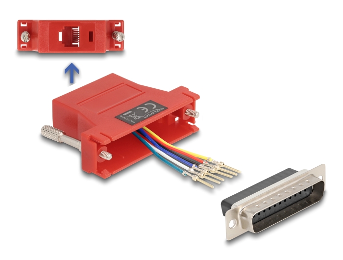 [67094] Üleminek D-Sub 25pin (M) - RJ12 (F) ühendamiskomplekt, punane