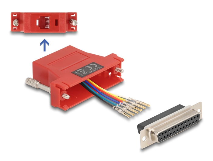 [67099] Delock D-Sub 25 pin female to RJ12 female Assembly Kit red