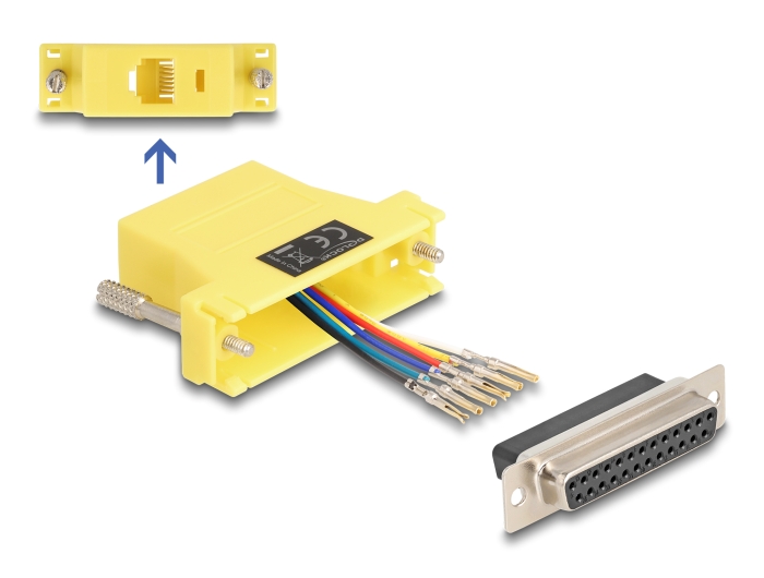 [67101] Üleminek D-Sub 25pin (F) - RJ12 (F) ühendamiskomplekt, kollane