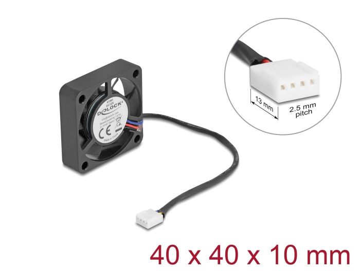 Ventilaator 12VDC 40x40x10mm, 0.18m³/h, 30.5dBA, 6000rpm