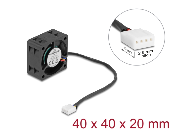 Ventilaator 24VDC 40x40x20mm, 0.19m³/h, 24.8dBA, 6200rpm