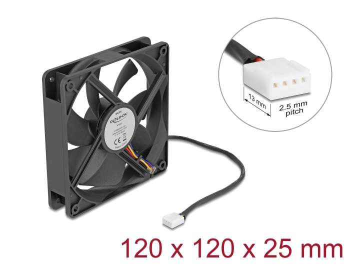 Ventilaator 24VDC 120x120x25mm, 1.73m³/h, 35.5dBA, 2000rpm