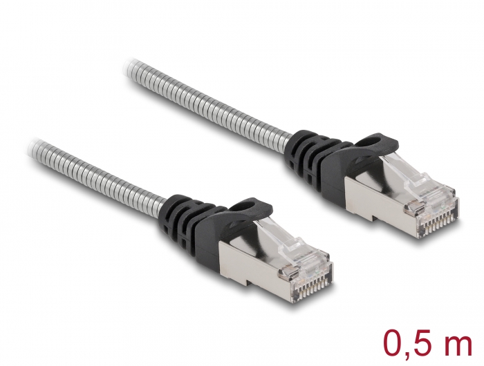 Võrgukaabel Cat6a U/FTP 0.5m, hõbe, LS0H, CU, metallist kõriga