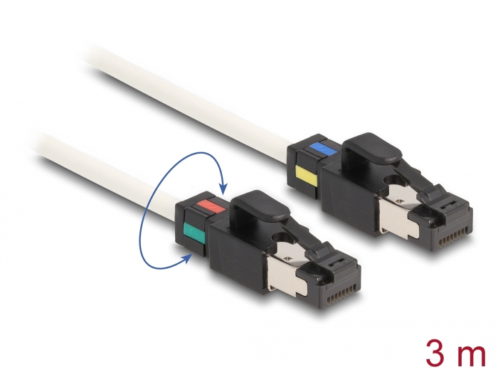 Võrgukaabel Cat6a S/FTP 3.0m, mitmevärvilise pööratava klambriga, LS0H, CU