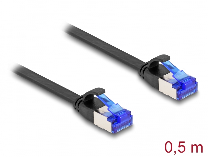 Võrgukaabel Cat6a U/FTP 0.5m, must, lapik, CU