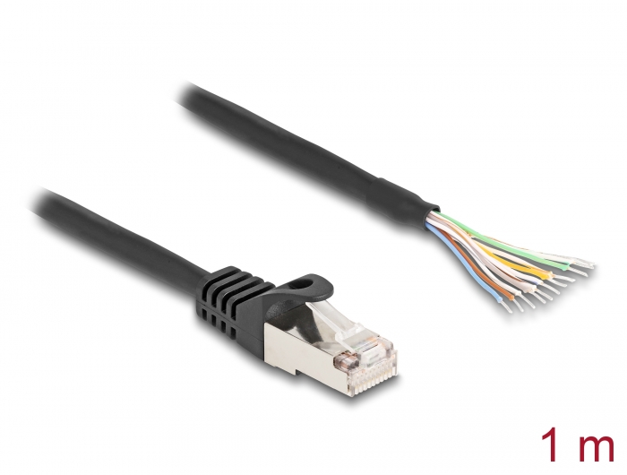 [80205] Delock Cable RJ50 male to open wire ends S/FTP 1 m black