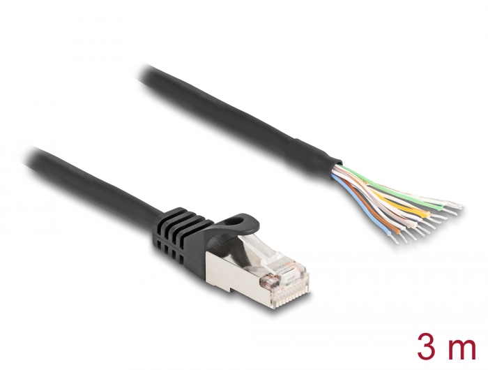 [80207] Delock Cable RJ50 male to open wire ends S/FTP 3 m black
