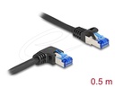 Võrgukaabel Cat6a S/FTP 0.5m, must, 1x90° nurgaga paremale)