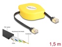 Delock RJ45 Retractable Cable Cat.6A STP 1.5 m black / yellow