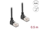 Võrgukaabel Cat6a S/FTP 0.5m, must, (2x90° nurgaga ülespoole), slim