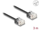 Võrgukaabel Cat6 UTP 3.0m, must, CU, Ultra Slim, lühikese pistikuga