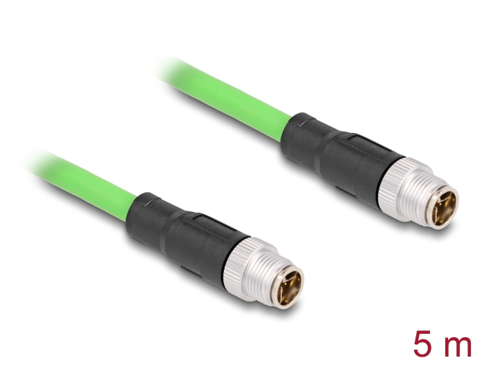 [80439] Delock M12 Cable X-coded 8 pin male to male PUR (TPU) 5 m