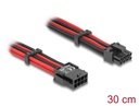 Toitekaabel PCIe 8 pin (M) - 6 + 2 4 pin, 18 AWG, 0.3m, punane/must