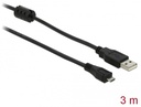 USB 2.0 kaabel A - Micro B 3.0m, must