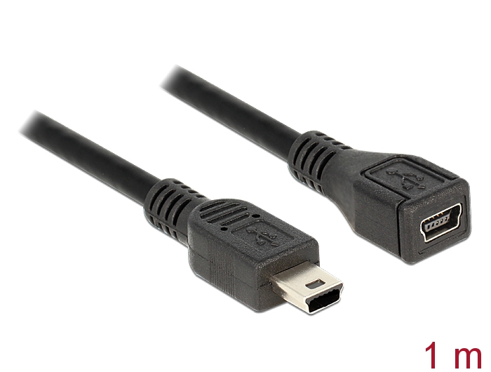 USB 2.0 mini-B pikenduskaabel 1.0m, must