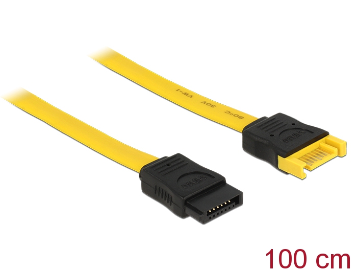Delock Extension cable SATA 6 Gb/s male > SATA female 100 cm yellow