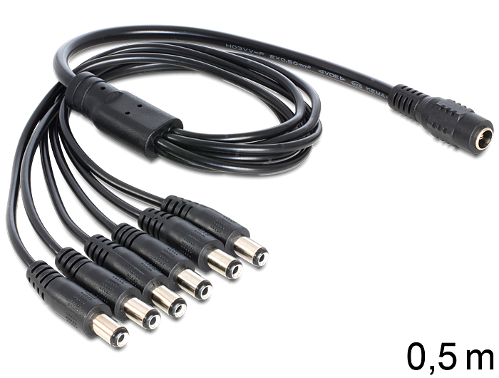 Delock Cable DC Splitter 5.5 x 2.1 mm 1 x female > 6 x male