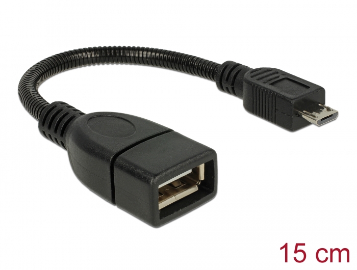 [83293] Delock Cable USB micro-B male > USB 2.0-A female OTG flexible 15 cm