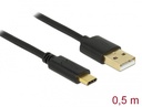 USB-C kaabel C - A 0.5m. must, kullatud kontaktid (USB 2.0 480 Mbps)