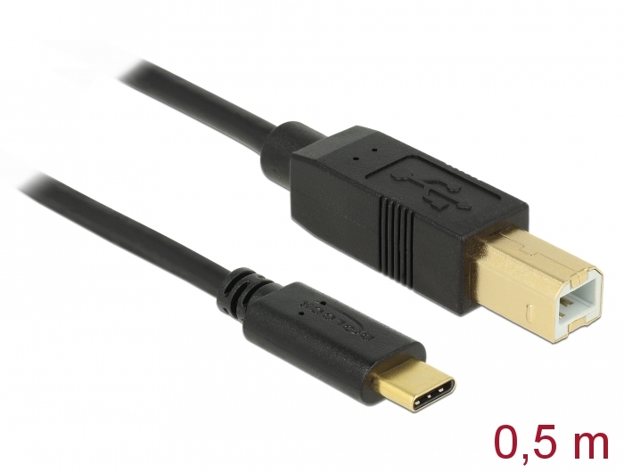 USB-C kaabel C - B 0.5m, (USB 2.0 480 Mbps)