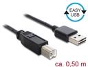 USB 2.0 kaabel A - B 0.5m, kahe poolse A pistikuga, Easy USB, must