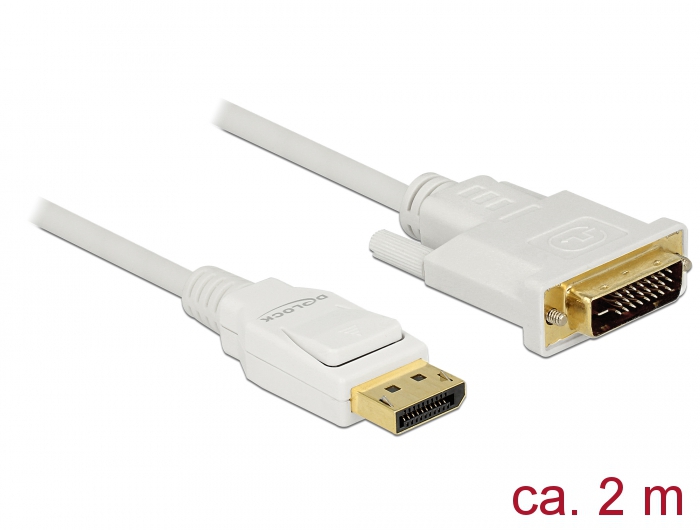 Displayport - DVI-D Dual Link kaabel 2.0m, valge