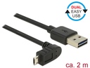 USB 2.0 kaabel A - Micro B 90 kraadise nurgaga üles 2.0m, Easy USB, must