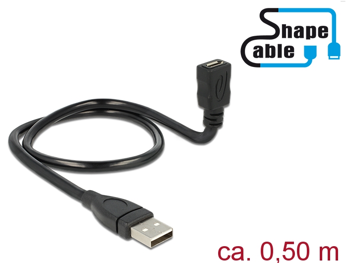 Üleminek USB 2.0 A (M) - USB 2.0 Micro B (F) 0.5m