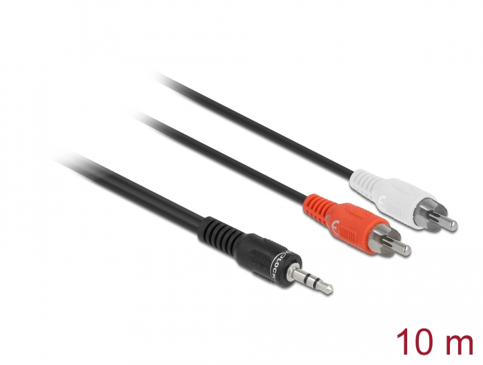 3.5mm - 2xRCA kaabel 10.0m, must