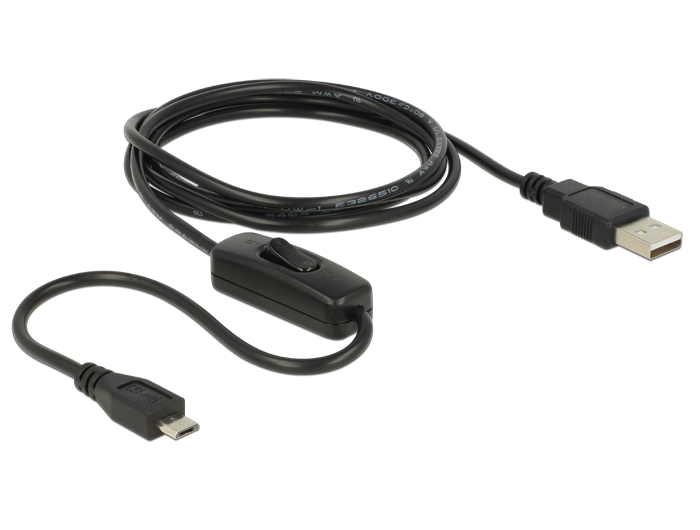 USB 2.0 kaabel A - Micro B 1.5m, on/off lülitiga, must