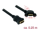 Delock Cable HDMI A female > HDMI A female panel-mount 110° angled 25 cm