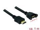 HDMI pikenduskaabel paneelile HDMI-A (M) - HDMI-A (F), 4K 30Hz, 1.0m, must