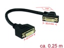 DVI-D pikenduskaabel paneelile DVI-D 24+5 (F) - DVI-D 24+5 (F) 0.25m, must, 110° nurgaga