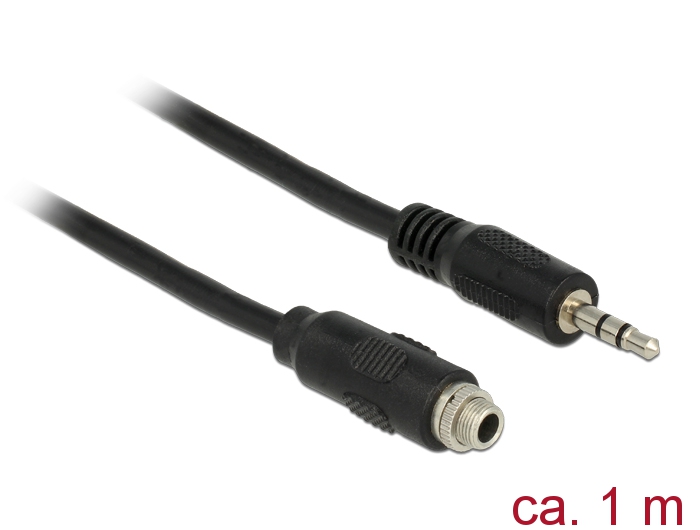Delock Cable Stereo Jack 3.5 mm female panel-mount > Stereo Jack 3.5 mm male 100 cm