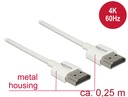 HDMI kaabel 0.25m, ethernet, 3D 1920x1080@60Hz, 4K 3840x2160@60Hz,Slim, valge