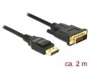 Delock Cable DisplayPort 1.2 male > DVI 24+1 male passive 4K 30 Hz 2 m black
