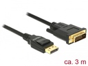 Delock Cable DisplayPort 1.2 male > DVI 24+1 male passive 4K 30 Hz 3 m black