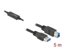 USB 3.0 kaabel A - B 5.0m, Active, lisatoite võimalus, must