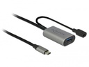 USB-C pikenduskaabel C-A 5.0m, USB 3.1 5Gbps, 2A, DC väljundiga, must