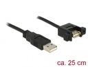 USB 2.0 pikenduskaabel paneelile USB2.0 (M) - USB 2.0 (F), 0.25m, must