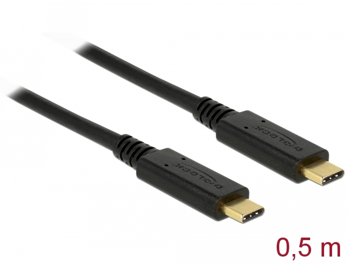 USB-C kaabel 0.5m, USB 3.1 10Gbps, 5A, must