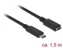 USB-C pikenduskaabel 1.5m, USB 3.1 5Gbps, 3A, must
