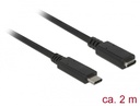 USB-C pikenduskaabel 2.0m, USB 3.1 5Gbps, 3A, must