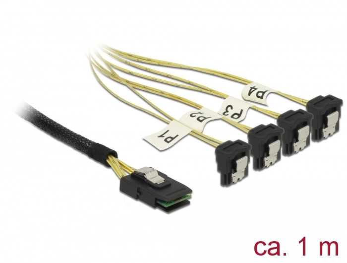 Mini SAS kaabel 1.0m (SFF-8087 - 4x SATA 7pin nurgaga)