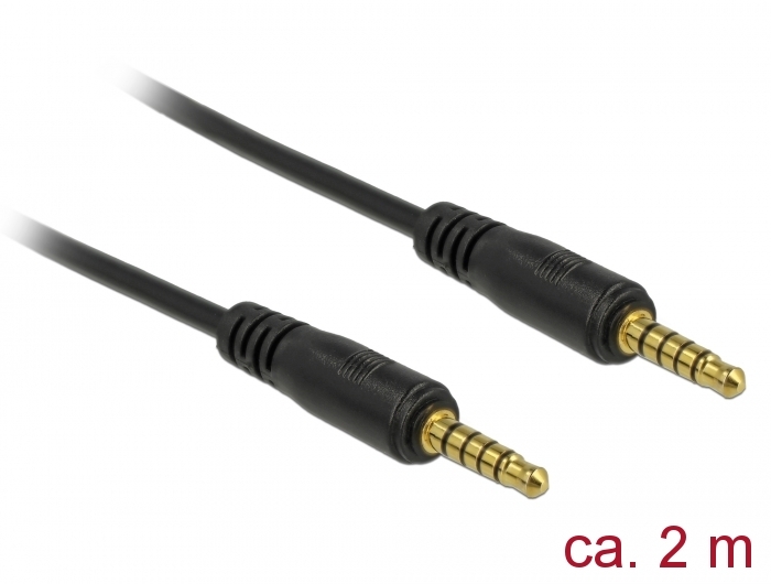 3.5mm kaabel 2.0m, 5pin, must