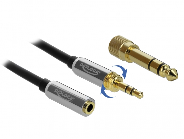 3.5mm pikenduskaabel 1.0m, 3pin, lisaks kaasas 6.35mm üleminek