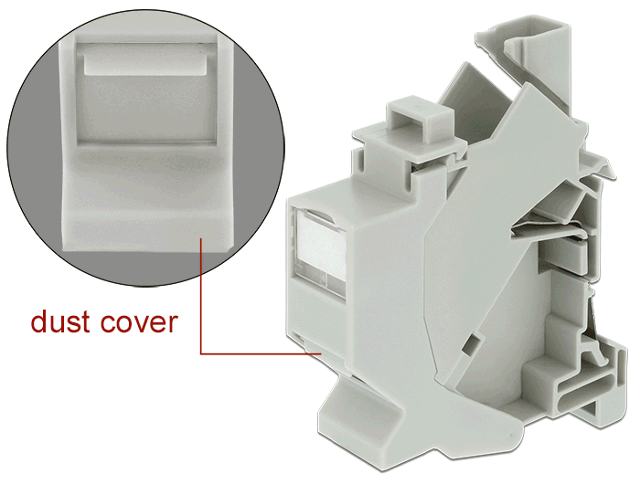 Kinnitus DIN-rail RJ45 modularpesadele, tolmuluugiga