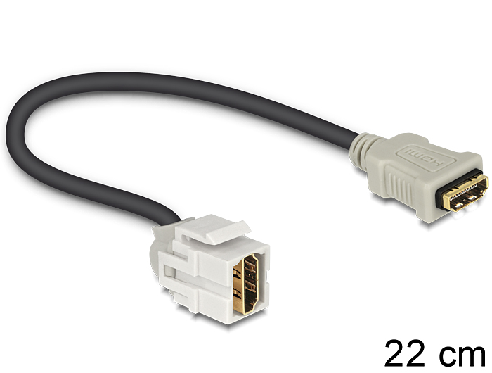 Keystone moodul: HDMI F / F, 250° nurgaga, kaabli pikkus 22cm, valge